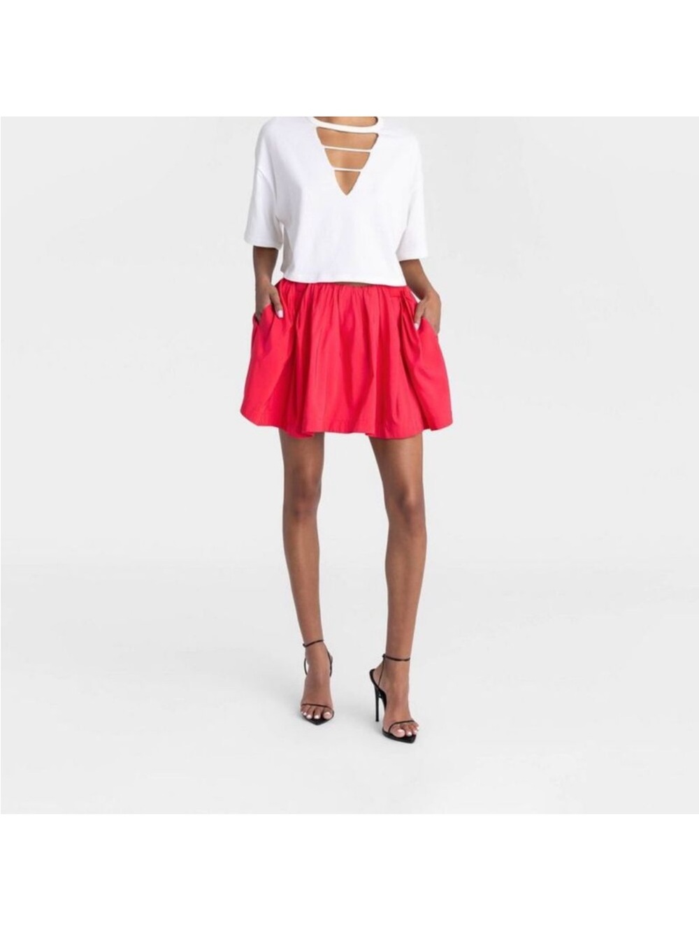 NWT KBB by Kahlana Bubble Mini Skirt in Bright Red/Hot Pink size S